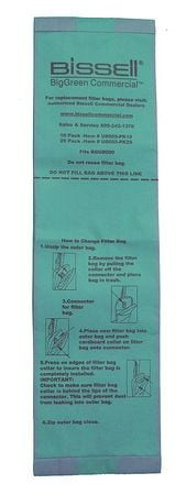 BISSELL BIGGREEN COMMERCIAL U8000-PK25 BAGS FOR UPRIGHT VACUUM 1177775