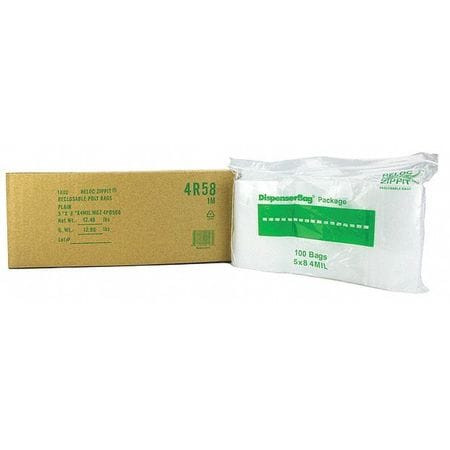 RELOC ZIPPIT 4R58 RECLOSABLE BAG 5IN.L 8IN.W CLEAR PK1000