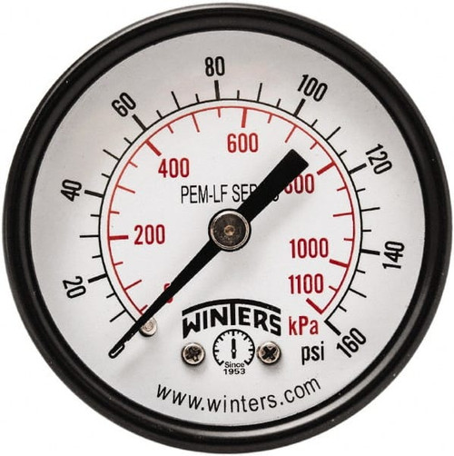 WINTERS PEM1408LF GAUGE,PRESSURE,2IN.,0 TO 160 PSI