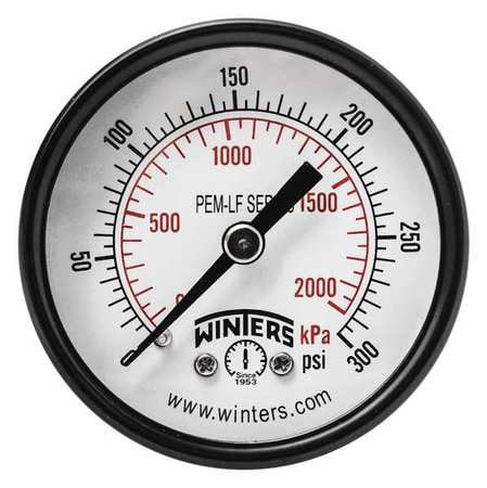 WINTERS PEM1427LF GAUGE,PRESSURE,2IN.,0 TO 300 PSI