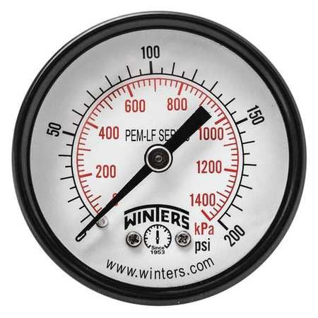 WINTERS PEM1426LF J1386 GAUGE PRESSURE 2IN. 0 TO 200 PSI