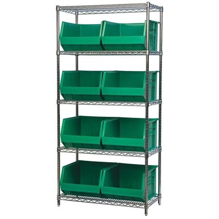 AKRO-MILLS AWS183630270G D5367 BIN SHELVING WIRE 36X18 9 BINS GRE