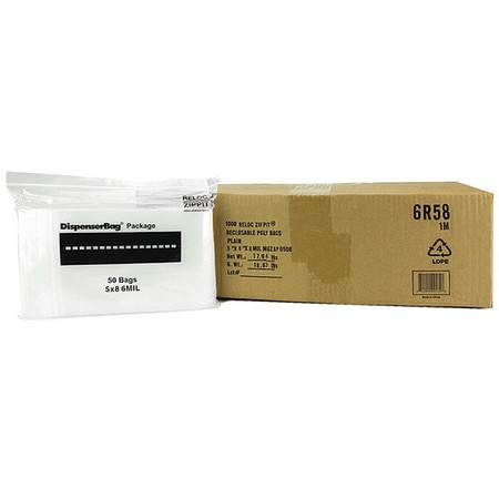 RELOC ZIPPIT 6R58 RECLOSABLE BAG 5IN.L 8IN.W 6 MIL PK1000