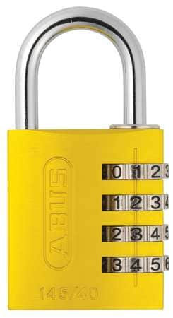 ABUS 145/40 Yellow COMBINATION PADLOCK SIDE BLACK/SILVER