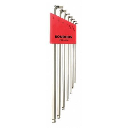 BONDHUS 16792 SET 7 PLATED BALL END L-WRENCHES XL