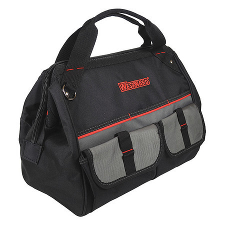 WESTWARD 32PJ37 WIDE-MOUTH TOOL BAG 21 POCKETS 16X8-1/4