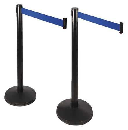 RETRACTA-BELT 101SB-BL-2PK BELT BARRIER BLUE SLOPED BLACK ABS PK2