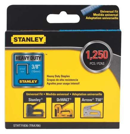STANLEY STHT71836 STAPLES, HD, 3/8 IN, 1250 PC, PAPER