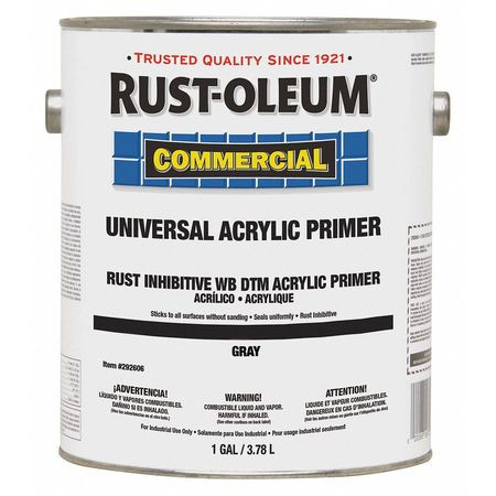 RUST-OLEUM 292606 PRIMER, 1 GAL, GRAY, FLAT, UNIVERSAL, AC