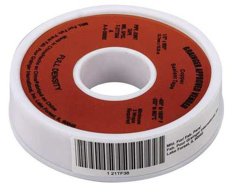 GRAINGER GLOBAL SOURCING 21TF38 SEALANT TAPE 1/2 X 600 IN