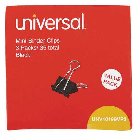 UNIVERSAL ONE UNVAA015A-B12 BINDER CLIP STEEL 1/2IN. SIZE PK36