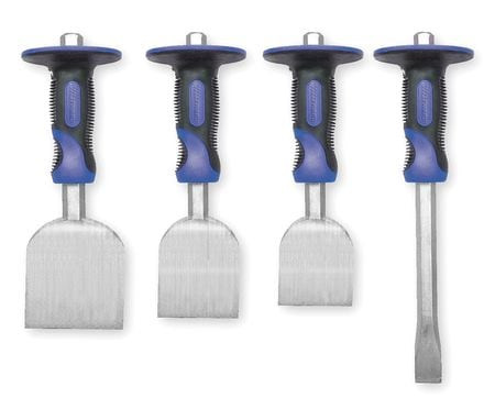 WESTWARD 2AJK7 HANDGUARDED CHISEL SET 4 PC