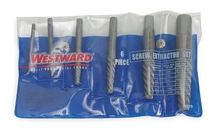 WESTWARD 2RUP9 SCREW EXTRACTOR SET CARBON STEEL 6 PCS.