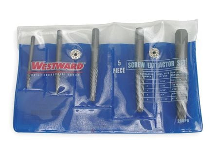WESTWARD 2RUP8 SCREW EXTRACTOR SET CARBON STEEL 5 PCS.