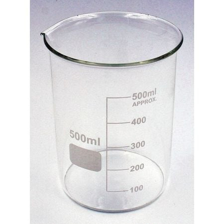 LAB SAFETY SUPPLY 5YGZ4 BEAKER LOW FORM GLASS 500ML PK6