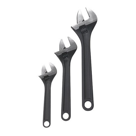 WESTWARD 1NYB9 ADJ. WRENCH SET 6  8  10 BLACK 3 PC.