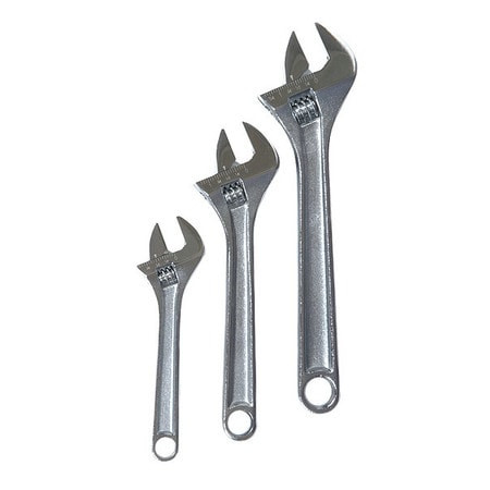 WESTWARD 1NYB8 ADJ. WRENCH SET 6  8  10 CHROME 3 PC.