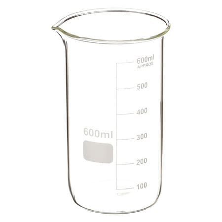 LAB SAFETY SUPPLY 5YHA6 BEAKER TALL FORM GLASS 600ML PK6