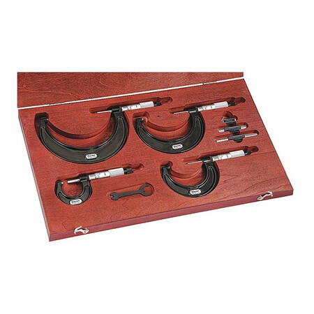 STARRETT S436.1BXRLZ OUTSIDE MICROMETER SET- 0-4"- .001" GRAD