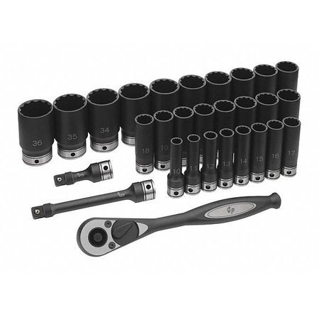 GREY PNEUMATIC 82229MD 1/2" DR. 29PC METRIC DEEP DUO-SOCKET SET