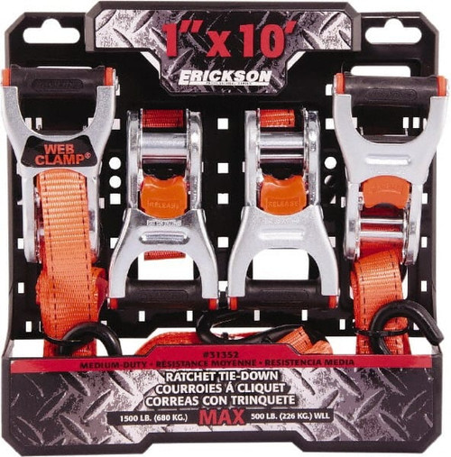 ERICKSON 31352 TIE-DOWN STRAP RATCHET 10FT. X 1IN. PK4