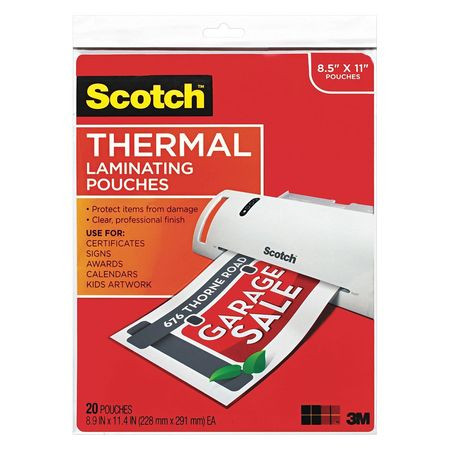 SCOTCH TP3854-20 POUCH THERMAL 81/2 X11 CLEAR PK20