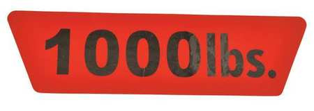 DAYTON MHGXEC61GGS CAPACITY LABEL,1000LB.,PK2