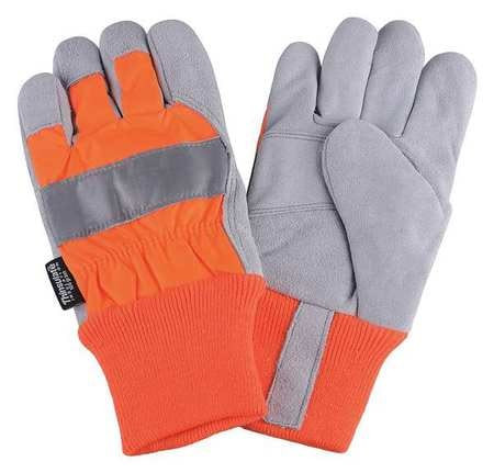 CONDOR USA INC 4NHF6 D1697 LEATHER PALM GLOVES HI-VIS ORANGE 