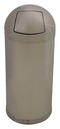 TOUGH 4PGG5 TRASH CAN ROUND 15 GAL. SILVER