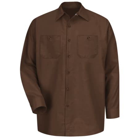 RED KAP SP14CB RG L MENS LS CHOC BRWN POPLIN WORK SHIRT L