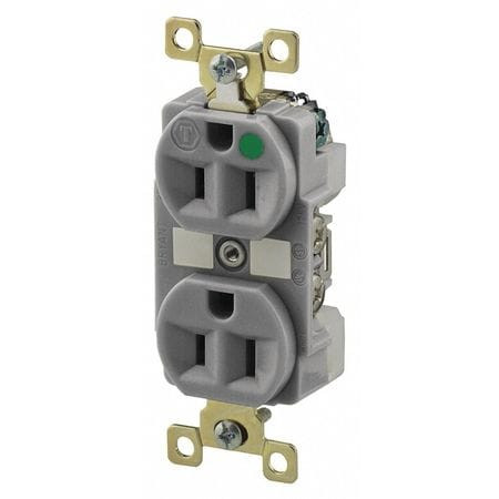 BRYANT BRY8200GRYL RECEPTACLE GRAY 15A 125VAC ILLUMINATED