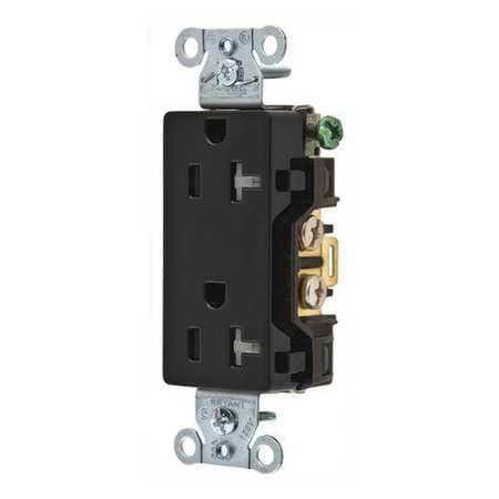 BRYANT DRS20BLKTR RECEPTACLE BLK 20A TAMPER RESIST. 125VAC