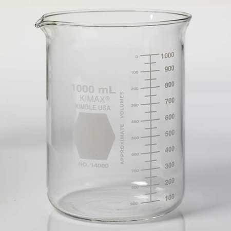 KIMAX 14000-1000 BEAKER 1000ML GLASS 145MM H. PK24