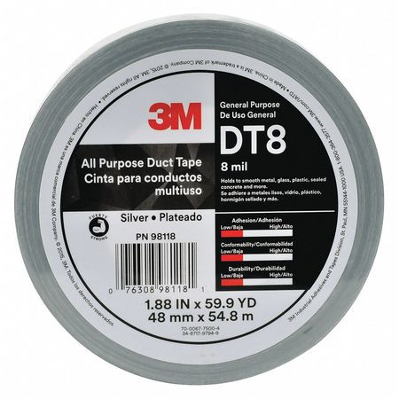 3M DT8 DUCT TAPE SILVER 8 MIL 54.8M L X 48MM W