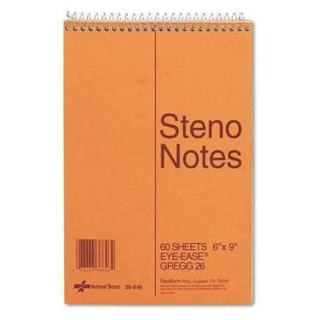 NATIONAL 36646 STENO PAD,GREGG,6 X 9,GREEN
