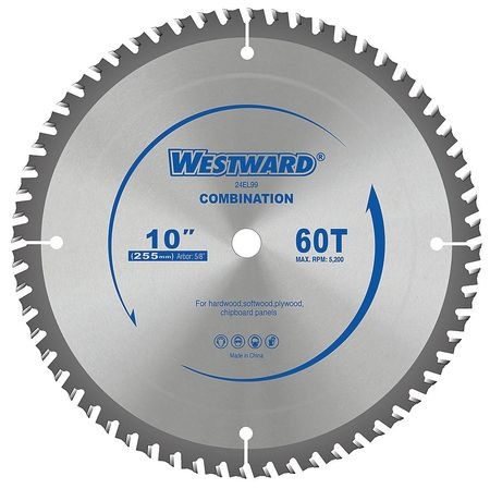 WESTWARD 24EL99 CIRCULAR SAW BLADES 10 IN 60T