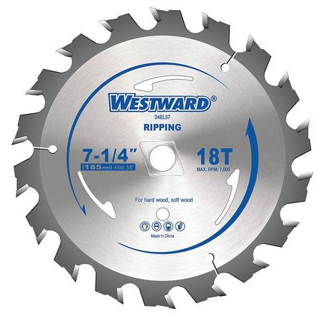 WESTWARD 24EL57 CIRCULAR SAW BLADES 7-1/4 IN 18T