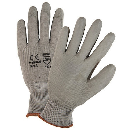 WEST CHESTER PROTECTIVE GEAR 713SUCG/L PALM COATED GLOVES GRAY L PK12