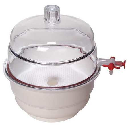 UNITED 55205 DESICCATOR,VACUUM,WHITE BASE,PP/PC,8"