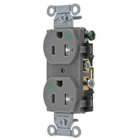 BRYANT CBRS20GRYWRTR RECEPTACLE GRY 20A 3 WIRES TAMPER RESIST