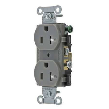 BRYANT CBRS20GRYTR RECEPTACLE GRY 20A 125VAC TAMPER RESIST.