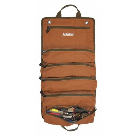 BUCKET BOSS 74004 6 POCKET BROWN & GREEN CANVAS TOOL ROLL