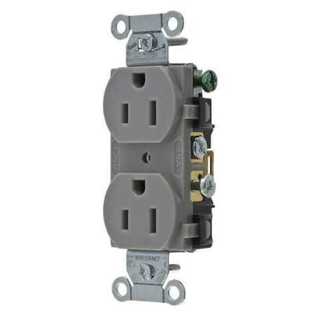 BRYANT CBRS15GRY RECEPTACLE GRAY 15A DUPLEX OUTLET NYLON