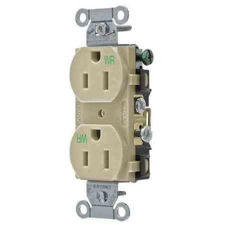 BRYANT CBRS15IWR RECEPTACLE IVORY 15A DUPLEX OUTLET