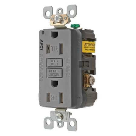 HUBBELL AFR15TRGY RECEPTACLE GRAY 0.5 HP 15A 3 WIRES NYLON