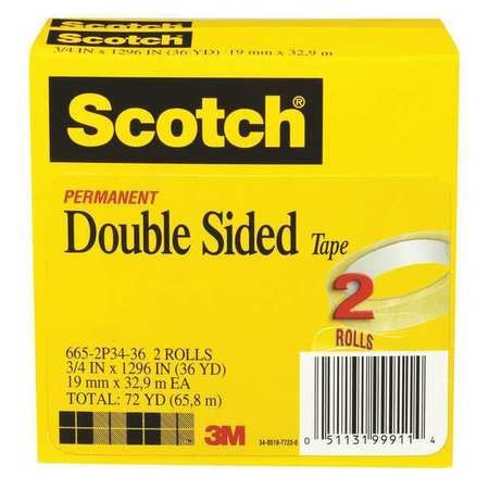 SCOTCH 665-2P34-36 DOUBLE SIDED TAPE 3/4 X 1296 IN. PK2