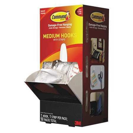 COMMAND 17081CABPK HOOK MEDIUM WHITE PK50