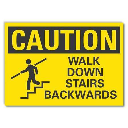 LYLE LCU3-0143-RD_10x7 SIGN WALK DOWN STAIRS BACKWARDS 7 X10