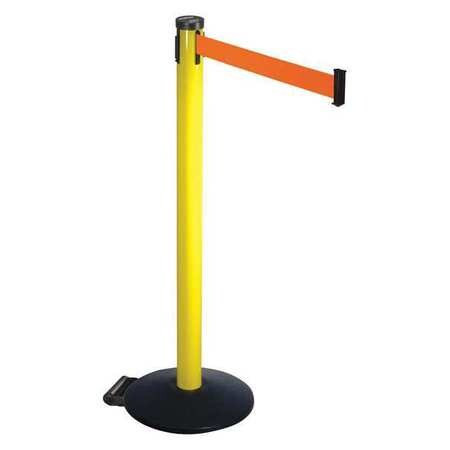 RETRACTA-BELT 305YA-FO BARRIER POST BLACK W/WHEELS 2 IN BELT W
