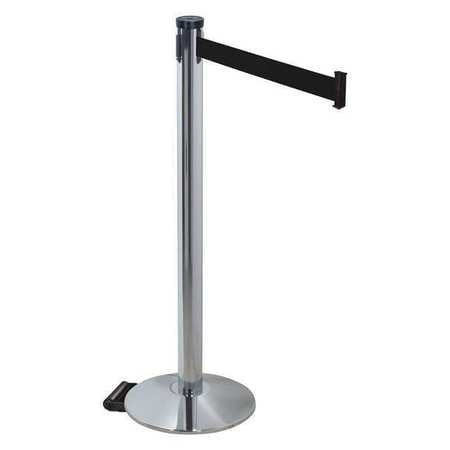 RETRACTA-BELT 304PAPC-BK BARRIER POST GRAY BLACK BELT SLOPED